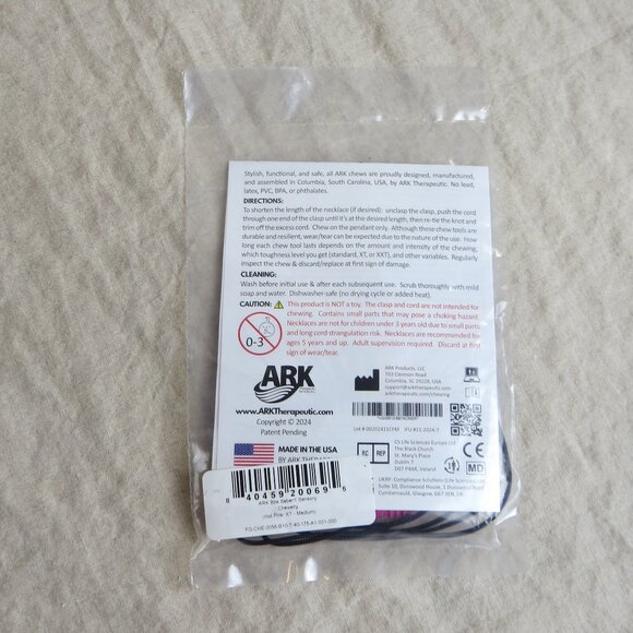 ARK Bite Saber® Sensory Chewelry Necklace, Pink for Moderate Chewing NEW - Picture 5 of 6